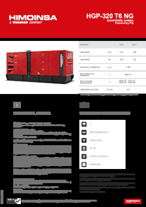 Agregaty prądotwórcze z silnikiem spalinowym HIMOINSA HGP-320 T6 NG