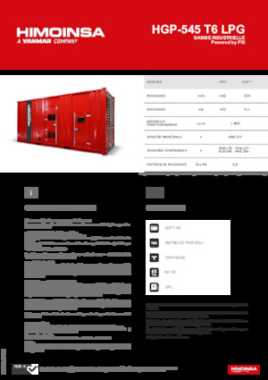 Agregaty prądotwórcze z silnikiem spalinowym HIMOINSA HGP-545 T6 LPG