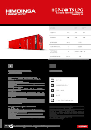 Agregaty prądotwórcze z silnikiem spalinowym HIMOINSA HGP-740 T5 LPG