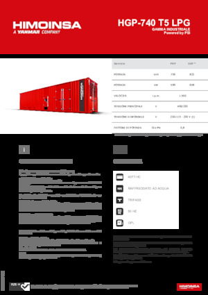 Agregaty prądotwórcze z silnikiem spalinowym HIMOINSA HGP-740 T5 LPG