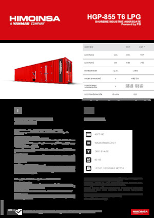 Agregaty prądotwórcze z silnikiem spalinowym HIMOINSA HGP-855 T6 LPG