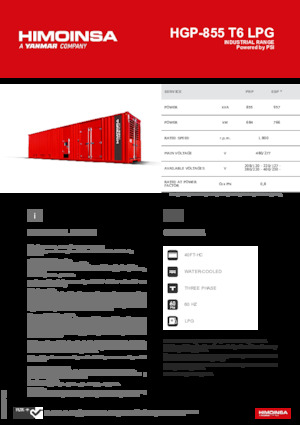 Agregaty prądotwórcze z silnikiem spalinowym HIMOINSA HGP-855 T6 LPG