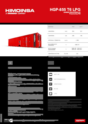 Agregaty prądotwórcze z silnikiem spalinowym HIMOINSA HGP-855 T6 LPG