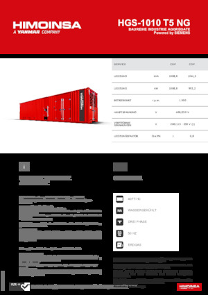 Agregaty prądotwórcze z silnikiem spalinowym HIMOINSA HGS-1010 T5 NG
