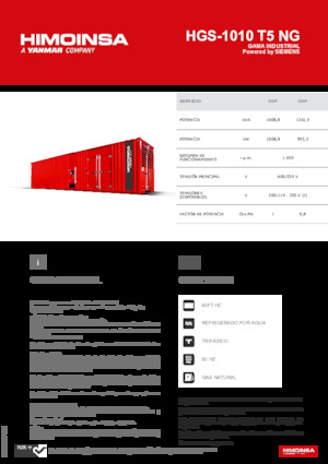 Agregaty prądotwórcze z silnikiem spalinowym HIMOINSA HGS-1010 T5 NG