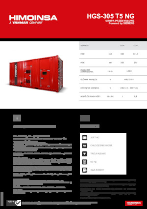 Agregaty prądotwórcze z silnikiem spalinowym HIMOINSA HGS-305 T5 NG