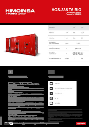 Agregaty prądotwórcze z silnikiem spalinowym HIMOINSA HGS-335 T6 BIO