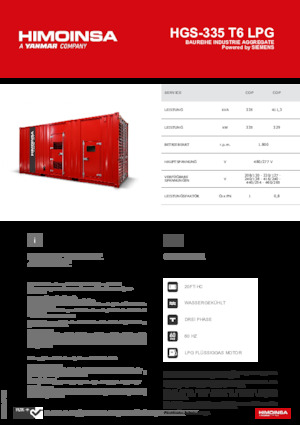Agregaty prądotwórcze z silnikiem spalinowym HIMOINSA HGS-335 T6 LPG