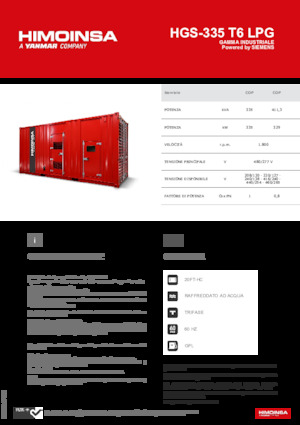 Agregaty prądotwórcze z silnikiem spalinowym HIMOINSA HGS-335 T6 LPG