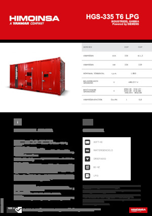 Agregaty prądotwórcze z silnikiem spalinowym HIMOINSA HGS-335 T6 LPG
