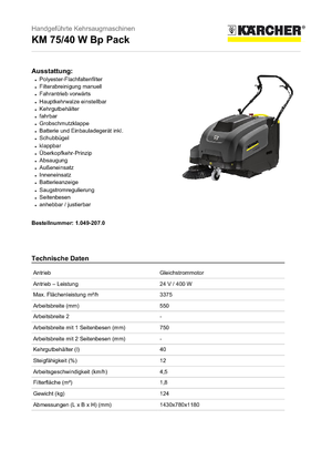 Zamiatarki sterowane ręcznie Kärcher KM 75/40 W Bp Pack Professional