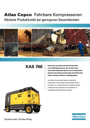 Przenośne sprężarki i kompresory powietrza - wyskoprężne, elektryczne i spalinowe Atlas Copco XAS 746 CD