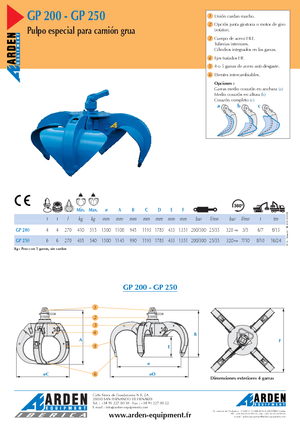 Hydrauliczne łyżki chwytakowe Arden GP 200