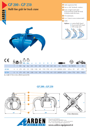 Hydrauliczne łyżki chwytakowe Arden GP 200