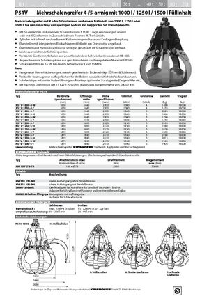 Hydrauliczne łyżki chwytakowe Kinshofer P 51 V 1500-5 H