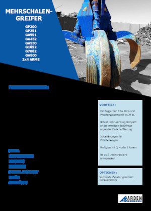 Hydrauliczne łyżki chwytakowe Arden GA550