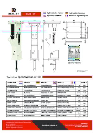 Młoty hydrauliczne Beilite BLTB-70