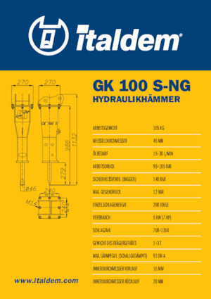Młoty hydrauliczne Italdem GK 100 S-NG