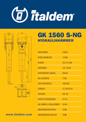 Młoty hydrauliczne Italdem GK 1560 S-NG