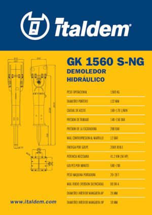 Młoty hydrauliczne Italdem GK 1560 S-NG