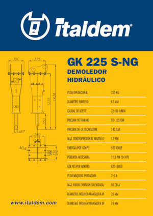Młoty hydrauliczne Italdem GK 225 S-NG