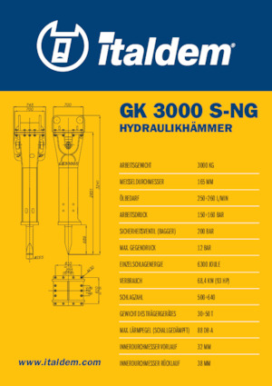 Młoty hydrauliczne Italdem GK 3000 S-NG