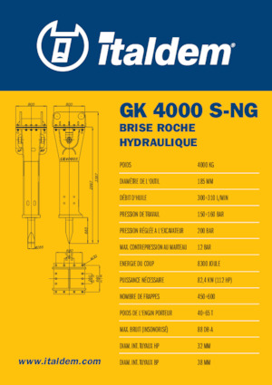 Młoty hydrauliczne Italdem GK 4000 S-NG