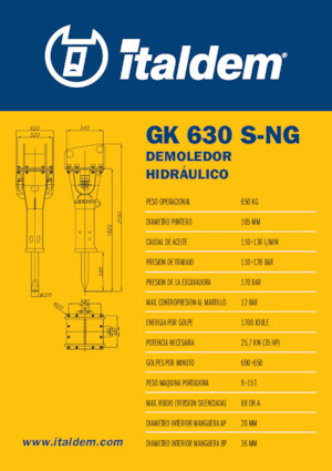 Młoty hydrauliczne Italdem GK 630 S-NG