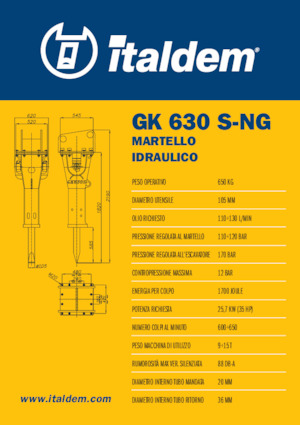Młoty hydrauliczne Italdem GK 630 S-NG