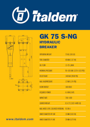 Młoty hydrauliczne Italdem GK 75 S-NG
