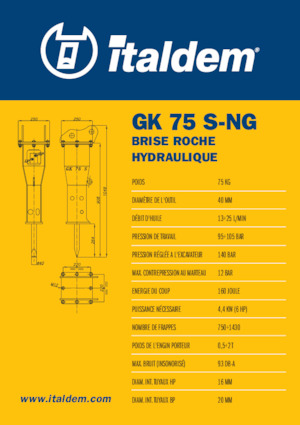 Młoty hydrauliczne Italdem GK 75 S-NG