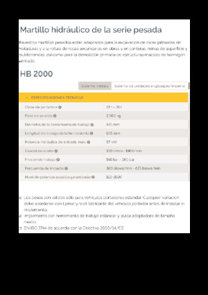 Młoty hydrauliczne Epiroc HB 2000