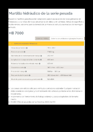 Młoty hydrauliczne Epiroc HB 7000