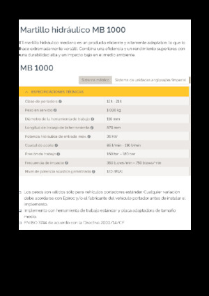 Młoty hydrauliczne Epiroc MB 1000