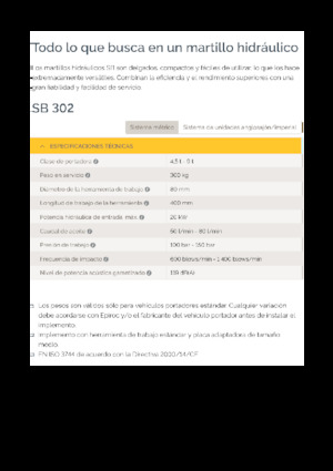Młoty hydrauliczne Epiroc SB 302