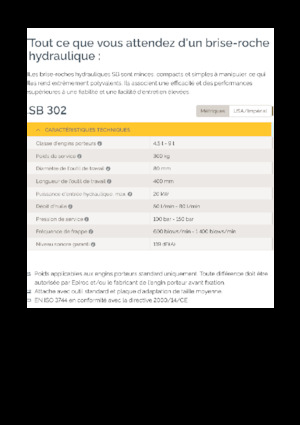 Młoty hydrauliczne Epiroc SB 302
