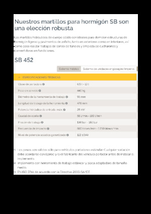 Młoty hydrauliczne Epiroc SB 452