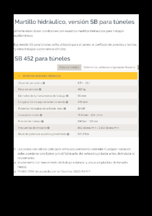 Młoty hydrauliczne Epiroc SB 452 T