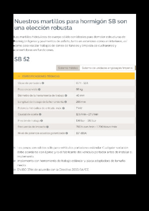 Młoty hydrauliczne Epiroc SB 52