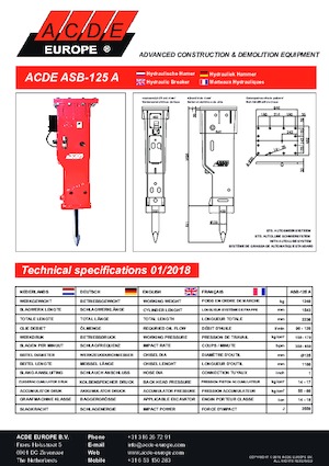 Młoty hydrauliczne ACDE ASB125A