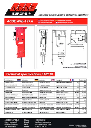 Młoty hydrauliczne ACDE ASB135A