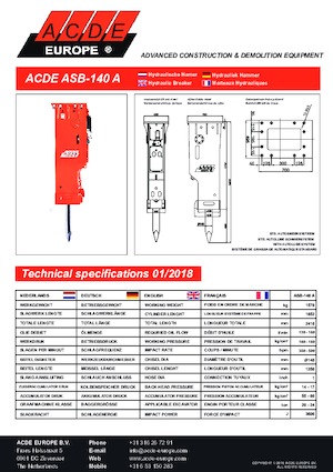 Młoty hydrauliczne ACDE ASB140A