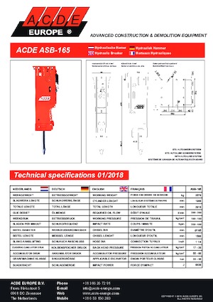 Młoty hydrauliczne ACDE ASB165