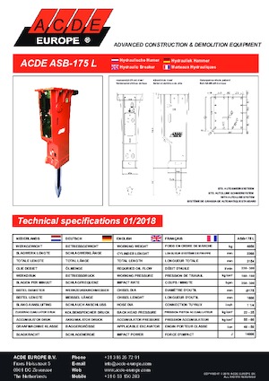 Młoty hydrauliczne ACDE ASB175L