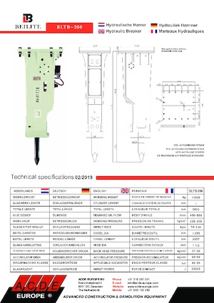 Młoty hydrauliczne ACDE ASB260