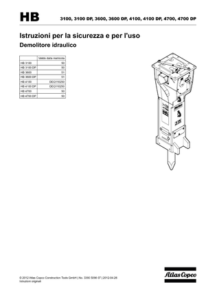 Młoty hydrauliczne Atlas Copco HB 3100
