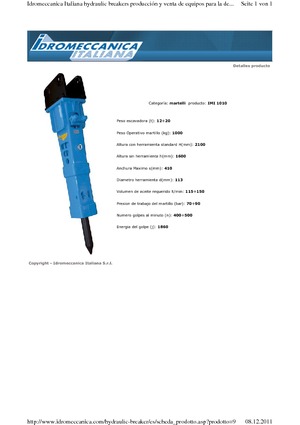 Młoty hydrauliczne Idromeccanica IMI 1010