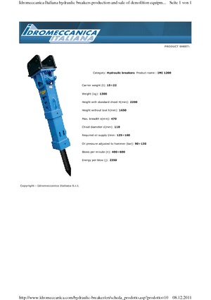 Młoty hydrauliczne Idromeccanica IMI 1200