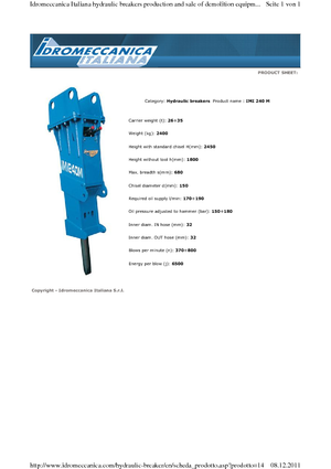 Młoty hydrauliczne Idromeccanica IMI 240 M