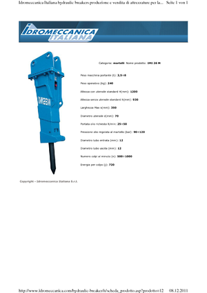 Młoty hydrauliczne Idromeccanica IMI 26 M